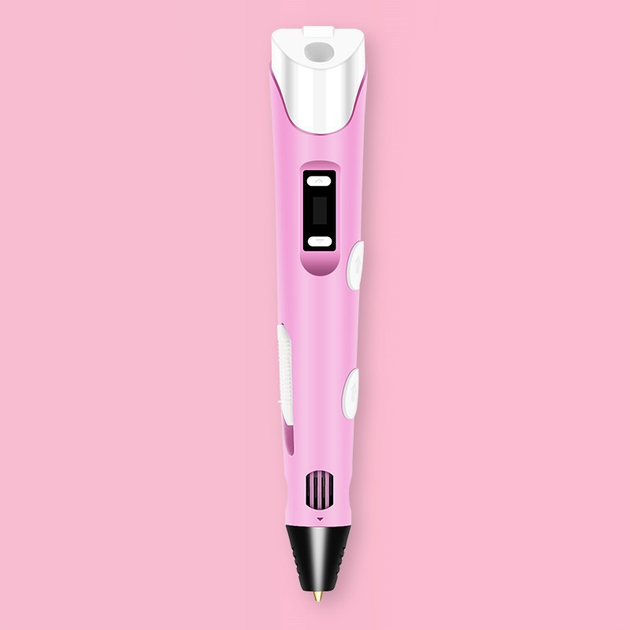 3D ручка з LCD дисплеєм 3DPen Hot Draw 3 Pink+Дощечка+Ножиці+Комплект еко пластику для малювання 49 метрів - зображення 5