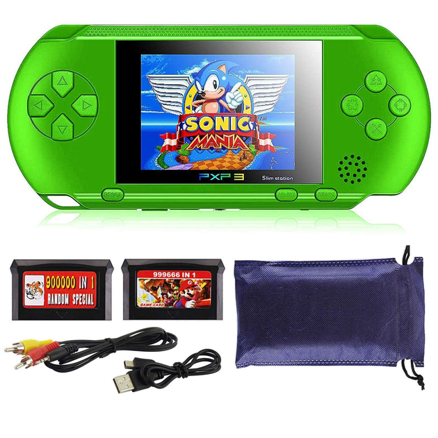 Портативная игровая ретро приставка с LCD экраном 2.7" UTM PXP3 16bit с подключением к ТВ + картридж с играми Зеленая - изображение 5