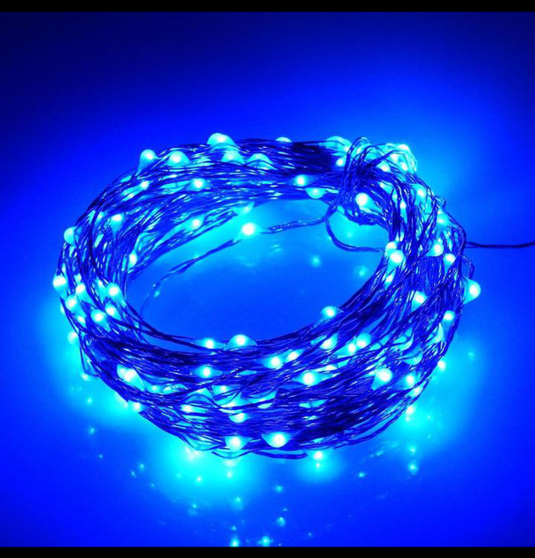 Гирлянда светодиодная NikoLa 50 м и 500 Led, свет ламп-Синий, 8 режимов, зеленый провод в силиконе для декора дома или улицы, от сети 220 В - зображення 2