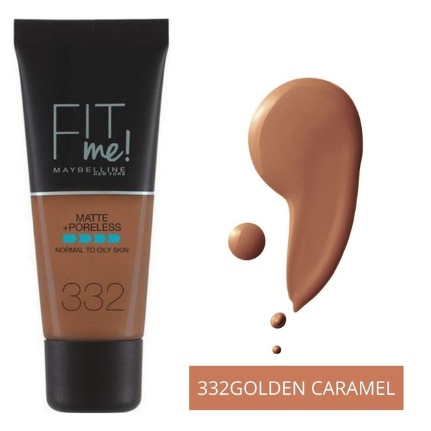 Podkład Maybelline Fit Me Matte + Poreless Foundation 332 Golden Caramel 30ml (3600531395520) - obraz 1