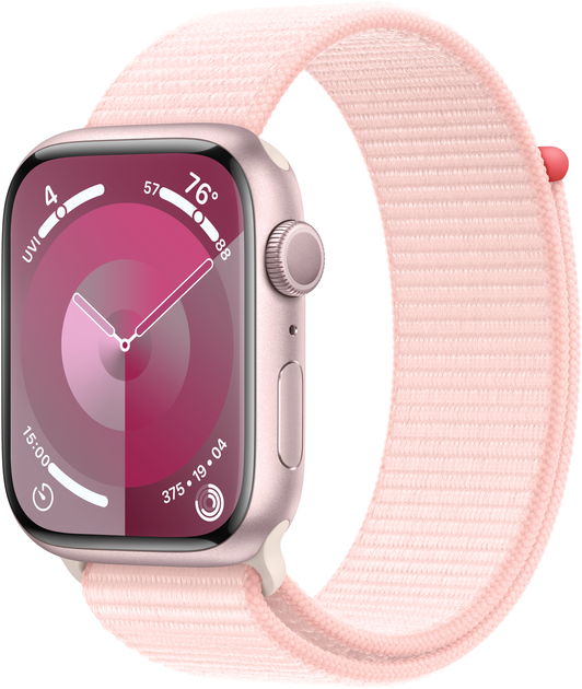 Smartwatch Apple Watch Series 9 GPS 45mm Pink Aluminium Case with Light Pink Sport Loop (MR9J3) - obraz 1