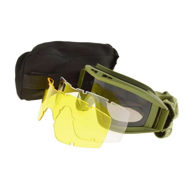 Тактическая маска с комплектом линз, зелёная. 3-37415 - изображение 1