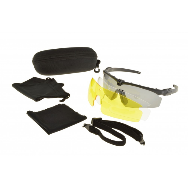 Тактические очки с 3 линзами, чёрные. 3-36980 - изображение 1
