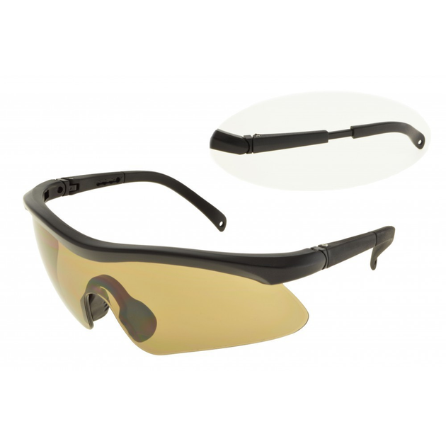 Чорні тактичні окуляри з коричневими лінзами. 3-34819 - зображення 1