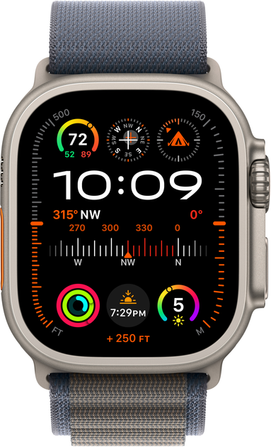 Smartwatch Apple Watch Ultra 2 GPS + Cellular 49mm Titanium Case with Blue Alpine Loop - Small (MREK3) - obraz 2