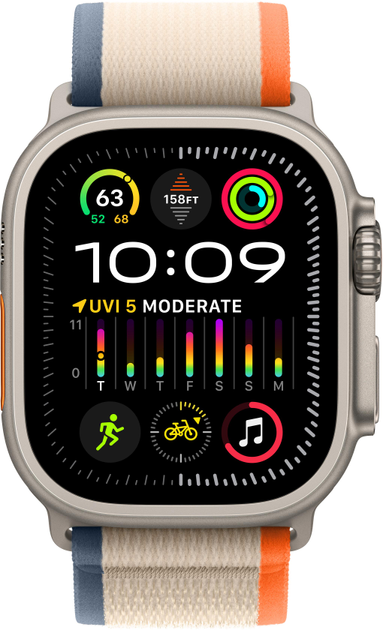 Smartwatch Apple Watch Ultra 2 GPS + Cellular 49mm Titanium Case with Orange/Beige Trail Loop - M/L (MRF23) - obraz 2