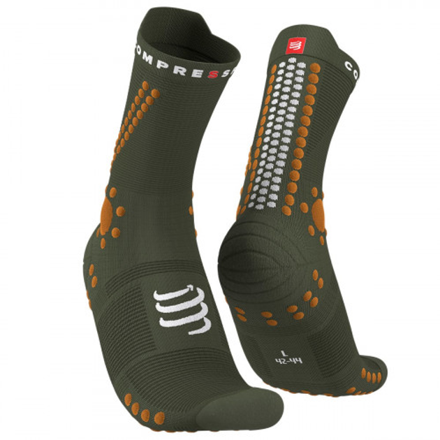 Высокотехнологические беговые безшовные носки Pro Racing Socks V4.0 Trail, Rf Green/Dk Cheddar, T4 (44-47) 