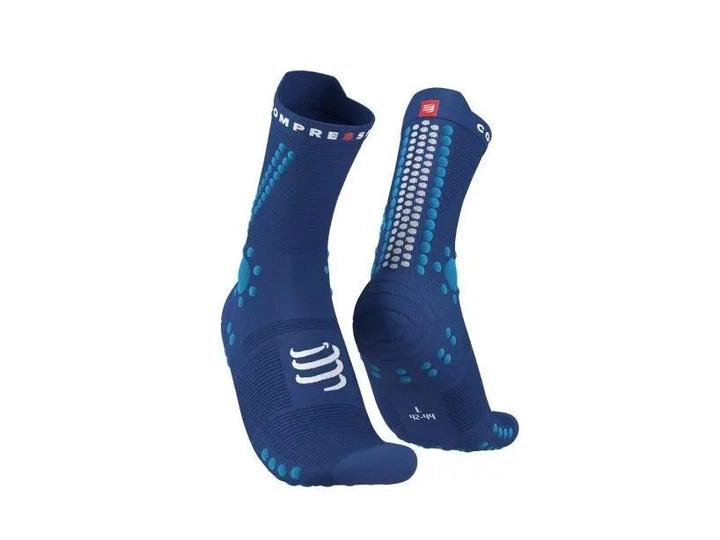 Высокотехнологические беговые безшовные носки Pro Racing Socks V4.0 Trail, Sodalite/Fluo Blue, T4 (44-47) 