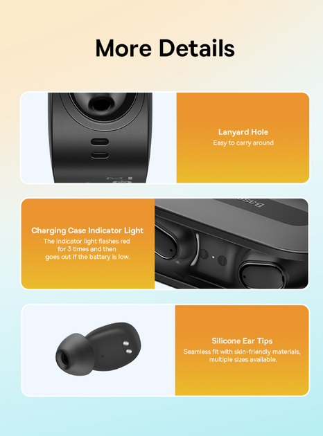Беспроводные наушники Baseus Bowie EZ10 Black TWS Bluetooth 5.3 - изображение 8