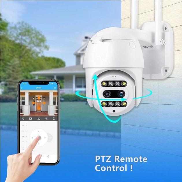 Уличная камера видеонаблюдения с двумя объективами WIFI Smart S26CF-PTZ 2Mп, APP Carecampro, ночная съёмка, интерком, 8х Zoom + Карта памяти 64Гб - изображение 6