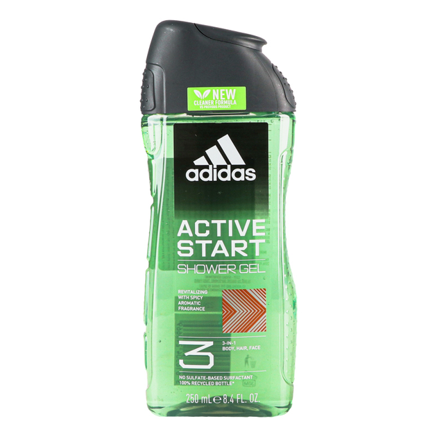 Гель для душу Adidas Active Start 3 в 1 для чоловіків 250 мл (3616304240669) - зображення 1