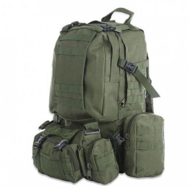 Рюкзак тактичний із підсумками 55 л, (53х35х22 см), b08, олива ART 8144 - зображення 2
