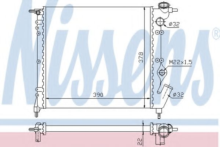 Радіатор RN CLIO I(90-)1.1(+)[OE 77 00 784 037] Nissens (63929) - зображення 1