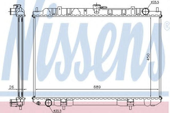 Радиатор NS X-TRAIL T30(01-)2.2 D(+)[OE 21410-8H800] Nissens (68703A) - изображение 1