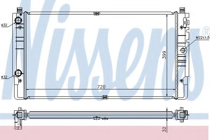 Радиатор VW TRANSPORTER T4(90-)1.9 TD(+)[OE 7D0.121.253] Nissens (65238A) - изображение 1