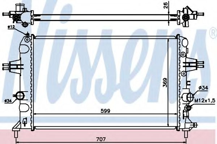 Радиатор OP ASTRA G(98-)1.6 i TWINPORT(+)[OE 1300 270] Nissens (630704) - изображение 1