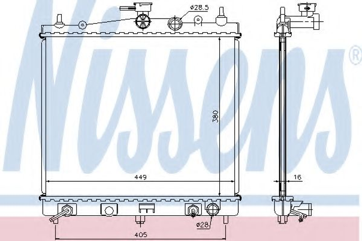 Радиатор NS MICRA/MARCH K12(02-)1.2 и 16V(+)[OE 21460-AX800] Nissens (68700A) - изображение 1