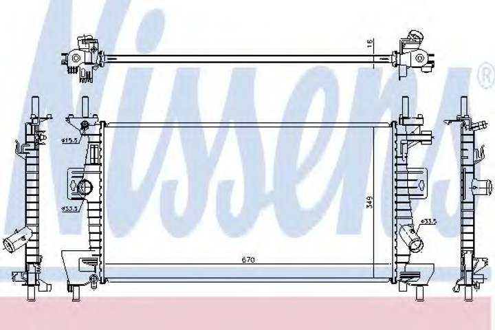 Радіатор FORD FOCUS III (CB8, CEW) (11-) 1.6 Flexifuel Nissens (69237) - зображення 1