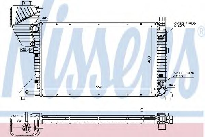 Радиатор DODGE SPRINTER(03-)2500(+)[OE 5104117AA] Nissens (62597A) - изображение 1