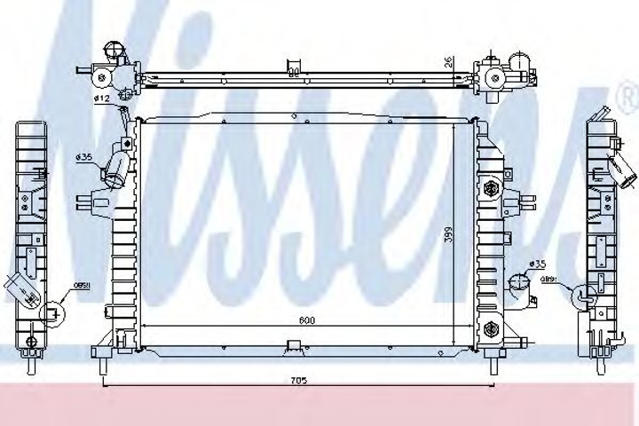 Радиатор OP ZAFIRA B(05-)1.9 CDTi(+)[OE 1300 275] Nissens (63115A) - изображение 1