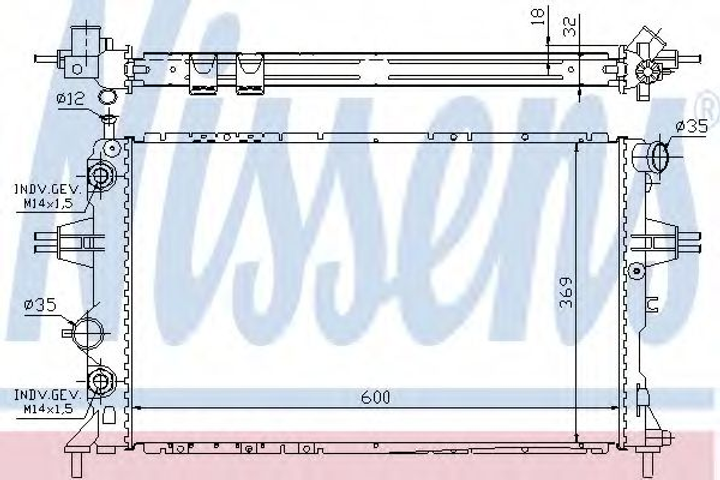 Радіатор OP ASTRA G(98-)1.8 i 16V(+)[OE 9119483] Nissens (63247A) - зображення 1