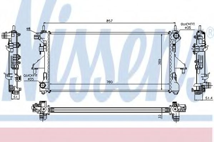 Радиатор CN JUMPER(06-)2.2 HDi(+)[OE 1330.Q3] Nissens (63555A) - изображение 1