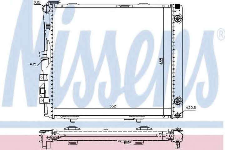 Радиатор MB EW 124(84-)260 E(+)[OE 124 500 27 03] Nissens (62683A) - изображение 1