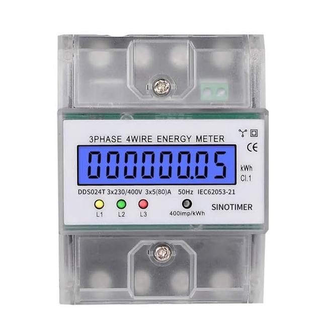 Счетчик электроэнергии трехфазный DDS024T на дин рейку 5(80)А 3X230V ...