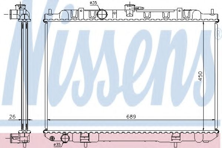 Радіатор NS X-TRAIL T30(01-)2.0 i 16V(+)[OE 21410-8H900] Nissens (68705A) - зображення 1