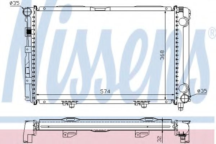 Радіатор MB 190 W 201(82-)2.0 D(+)[OE 201 500 08 03] Nissens (62671A) - зображення 1