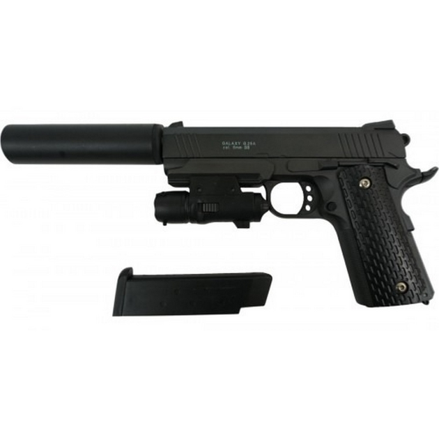 Дитячий пістолет на кульках "SIG Sauer 226" Galaxy G25A з ЛЦУ і глушником, метал, чорний - изображение 1