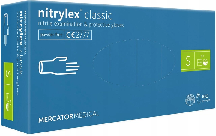 Нитриловые перчатки Nitrylex Classic синие S 50 пар - изображение 1
