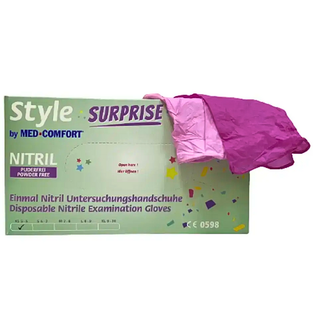 Перчатки нітрилові неопучні Med-Komfort Style Surpise кольорові розмір XS 50 пар - зображення 1
