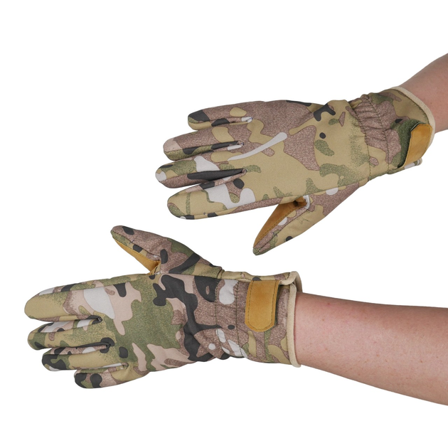 Тактические штурмовые зимние перчатки для ВСУ Softshell мультикам S - изображение 1