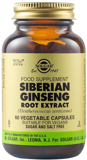 Suplement diety Solgar Spf Siberian Ginseng Root 60 kapsułek (0033984041462) - obraz 1