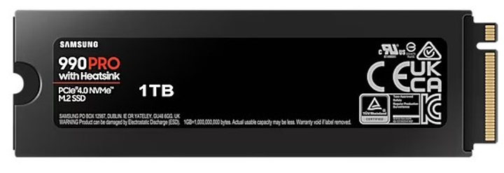 Диск SSD Samsung 990 Pro Heatsink 1TB M.2 NVMe PCIe 4.0 (MZ-V9P1T0CW) - зображення 2