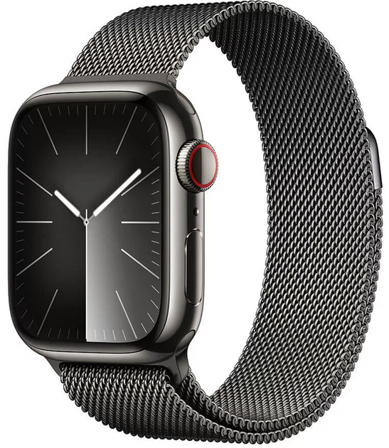 Smartwatch Apple Watch Series 9 GPS + Cellular 41mm Graphite Stainless Steel Case with Graphite Milanese Loop (MRJA3) - obraz 1