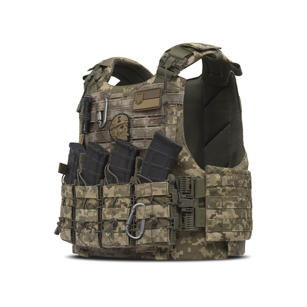 Плитоноска тактическая, армейская UkrArmor IBV (мм-14) Cordura MOLLE Универсальный M-XXL Пиксель (мм-14) - изображение 1