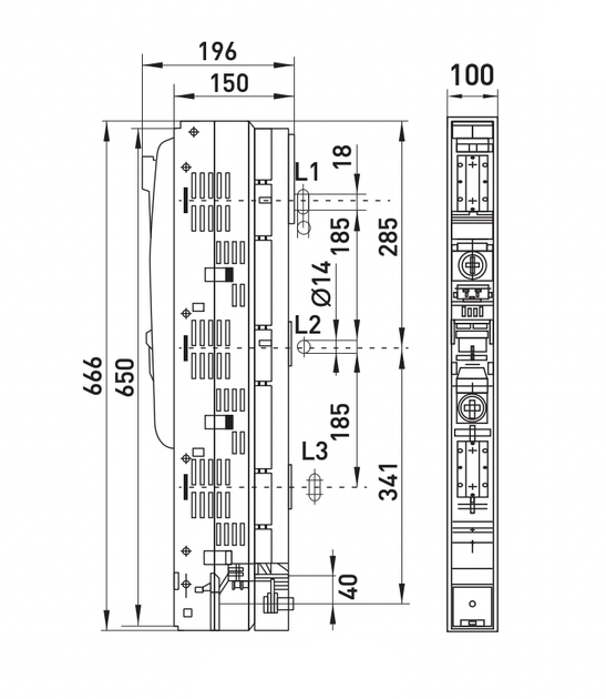 Запобіжник-вимикач-роз'єднувач 3P 400A 690V вертикальний [i0760090] e.fuse.fsvd.400 ENEXT - зображення 3