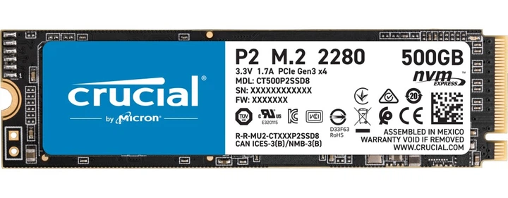 SSD накопитель Crucial P2 500GB M.2 2280 PCIe 3.0 x4 TLC