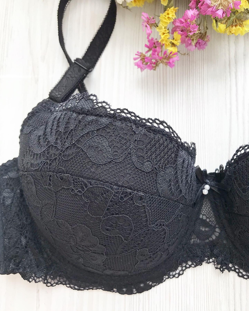 Бюстгальтер-анжелика Venus 80C, чёрный, кружевной, силиконовые шлейки в ...