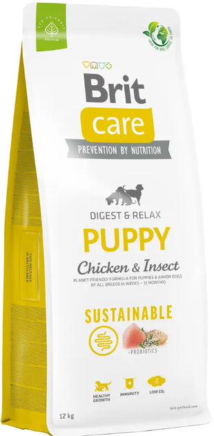 Сухий корм для цуценят всіх порід із протеїнами комах та куркою Brit Care Dog Sustainable Puppy 12 кг - Фото 1 Сухий корм для цуценят всіх порід із протеїнами комах та куркою Brit Care Dog Sustainable Puppy 12 кг - зображення 1