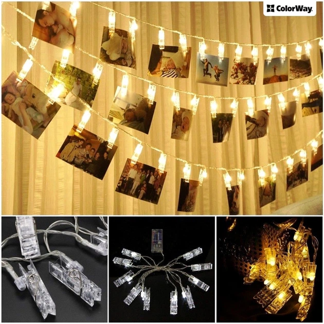 Светодиодная гирлянда ColorWay с прищепками для фото 20 LED/3M USB (CW-LCP-20L30BU) - Фото 2 Светодиодная гирлянда ColorWay с прищепками для фото 20 LED/3M USB (CW-LCP-20L30BU) - изображение 2