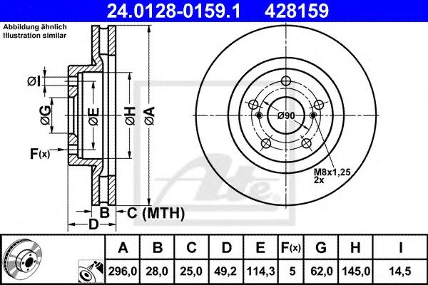 Тормозной диск ATE (24.0128-0159.1) - изображение 2