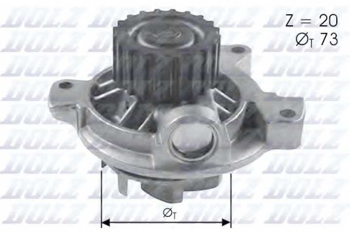 Водяний насос A6/LT/T4/Crafter 2.4D/2.5TDI (20z.) Dolz (A280) - зображення 1