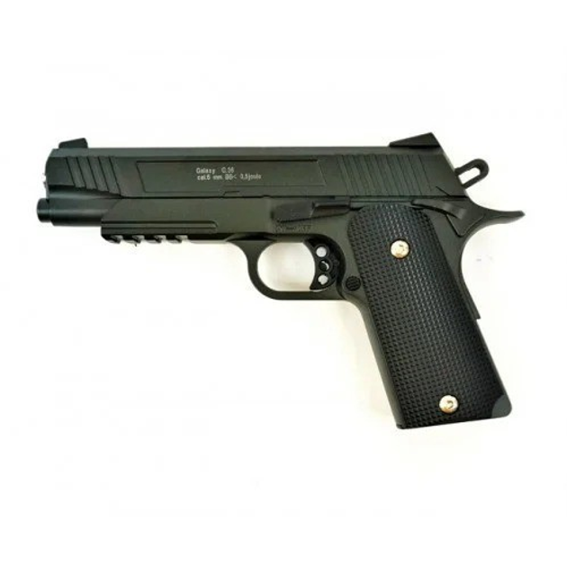 Страйкбольний пістолет G38 Galaxy Colt металевий пружинний чорний - зображення 1
