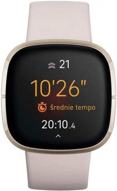 Smartwatch Fitbit Sense Lunar White / Soft Gold (FB512GLWT) - obraz 2