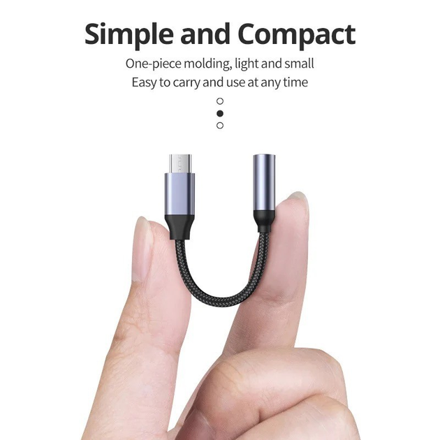 Переходник Type-C to Mini-Jack 3.5 mm Адаптер Аукс 3.5мм AUX Black-Grey ...