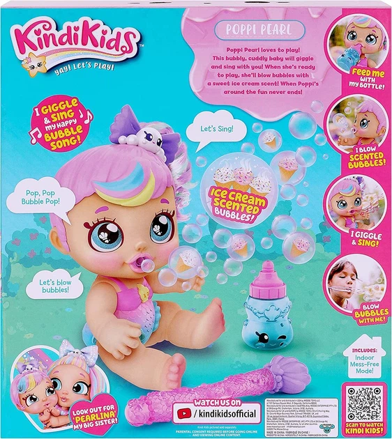 Электронная кукла Kindi Kids Poppi Pearl Bubble 'N' Sing Певчая Жемчужинка Поппи с пузырьками (50129) - изображение 6