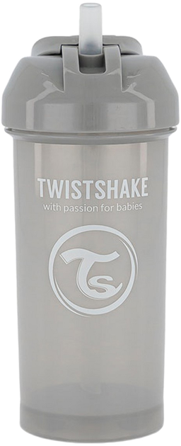 Kubek niekapek Twistshake z silikonową słomką 360 ml 6m+ Szary (7350083126801) - obraz 1